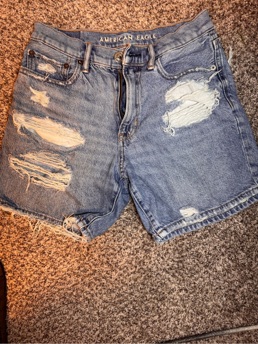 American Eagle Outfitters Distressed Denim Jean Shorts - Light Blue Wash